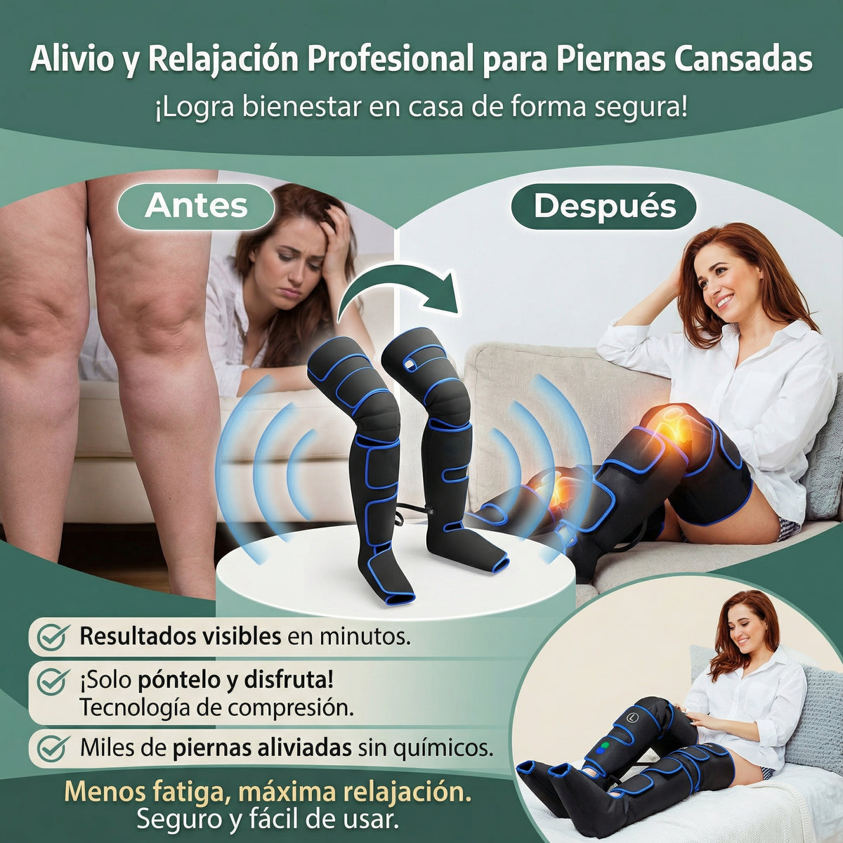 MASAJEADOR DE PIERNAS INTELIGENTE 6 EN 1