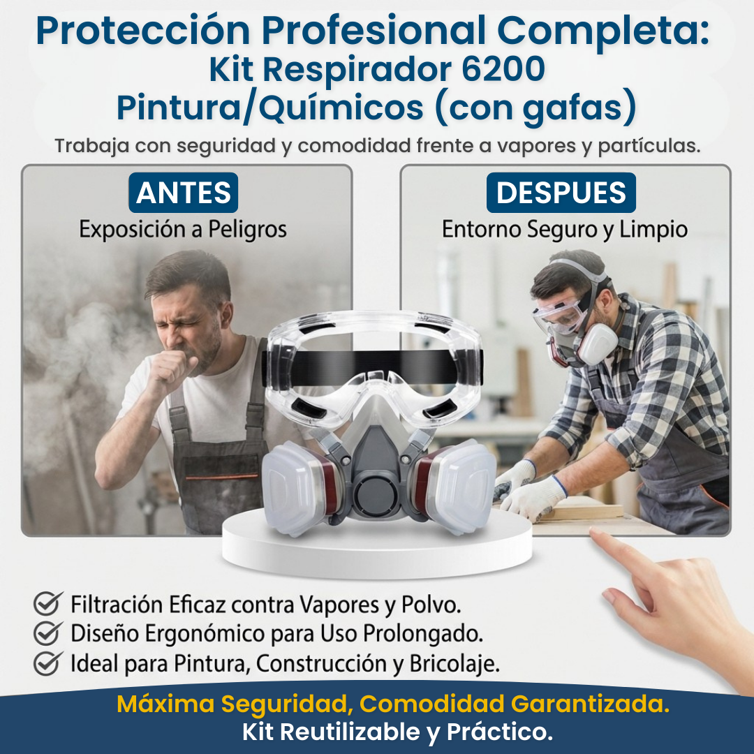 Kit Respirador 6200 + (Gafas protectoras)