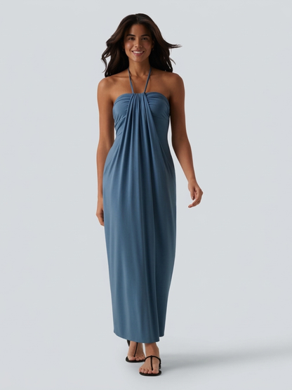VESTIDO LARGO CON ESCOTE
