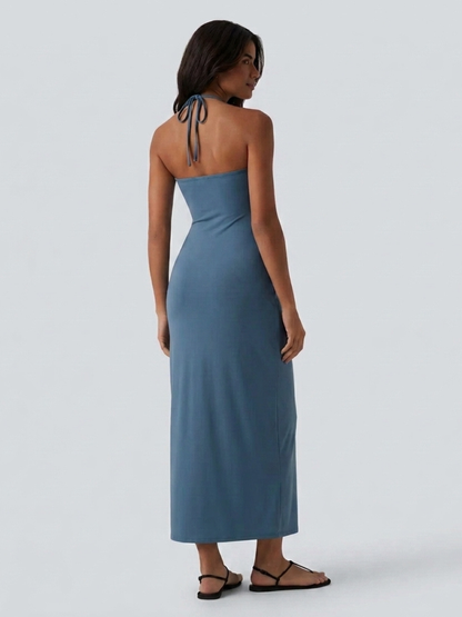 VESTIDO LARGO CON ESCOTE