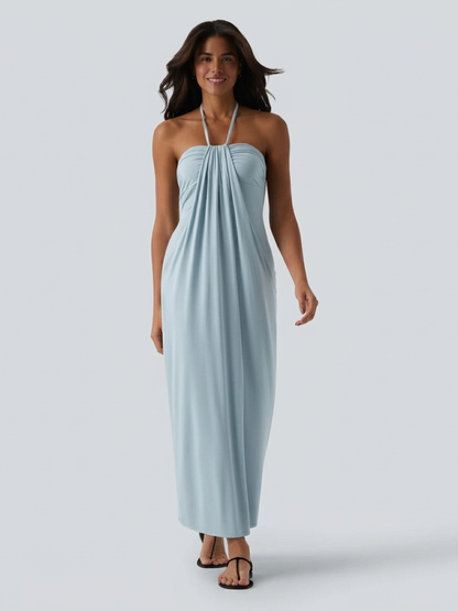 VESTIDO LARGO CON ESCOTE