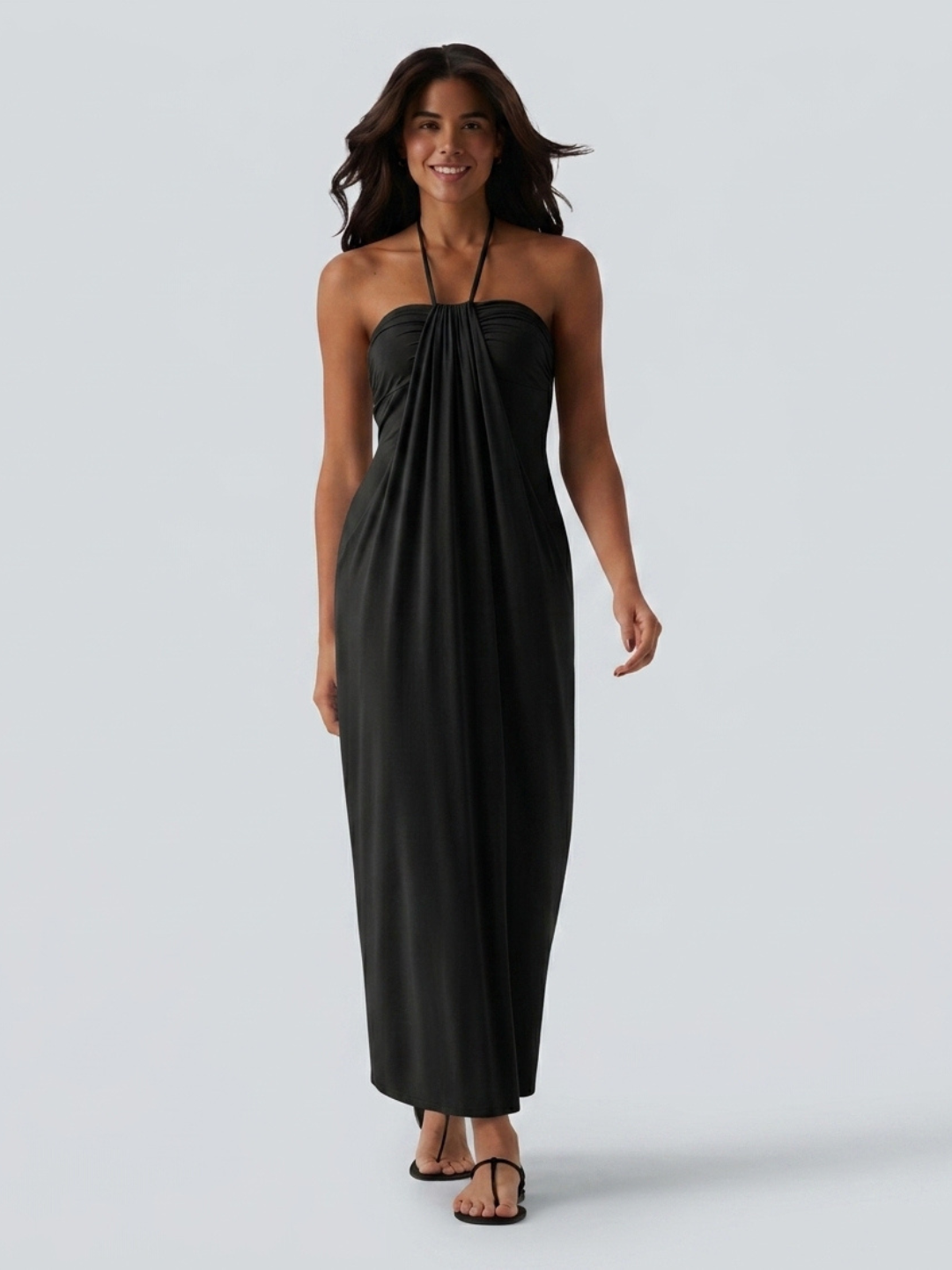 VESTIDO LARGO CON ESCOTE