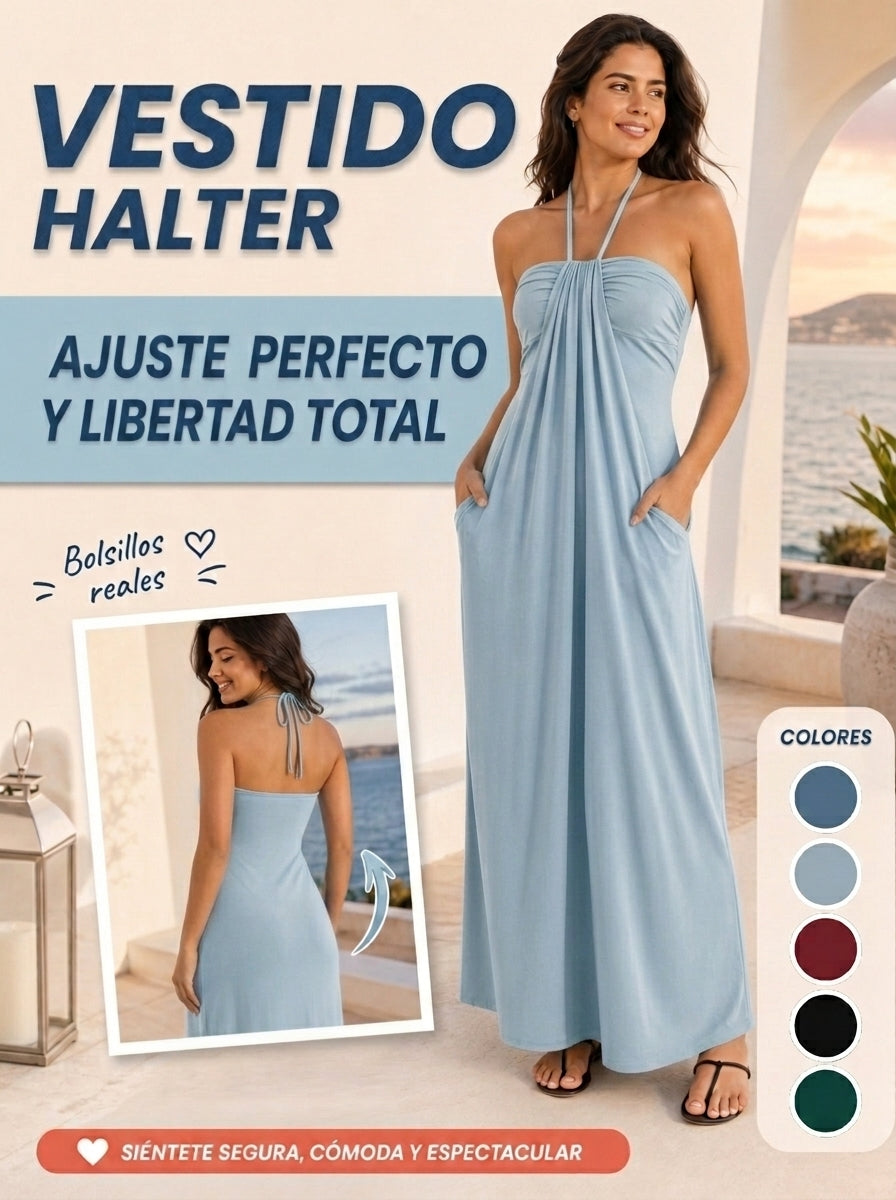 VESTIDO LARGO CON ESCOTE