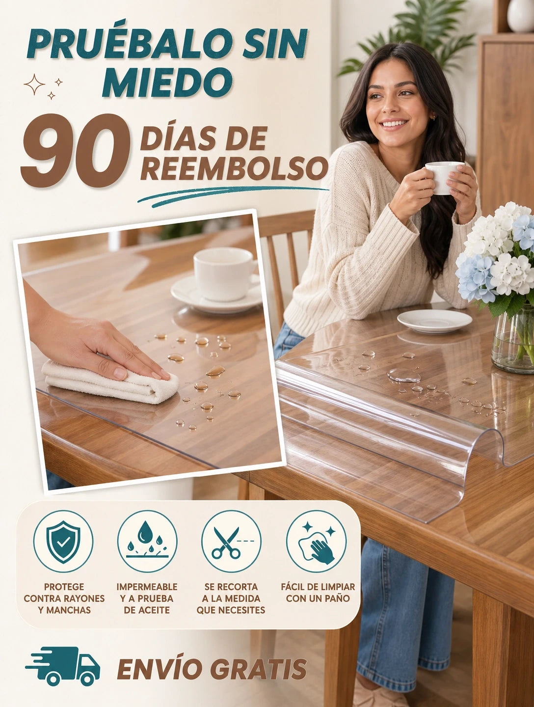 PROTECTOR DE MESA TRANSPARENTE
