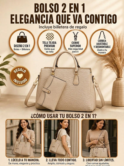 BOLSO DE MANO 2 EN 1 CON BILLETERA GRATIS