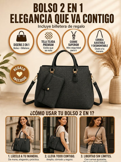 BOLSO DE MANO 2 EN 1 CON BILLETERA GRATIS