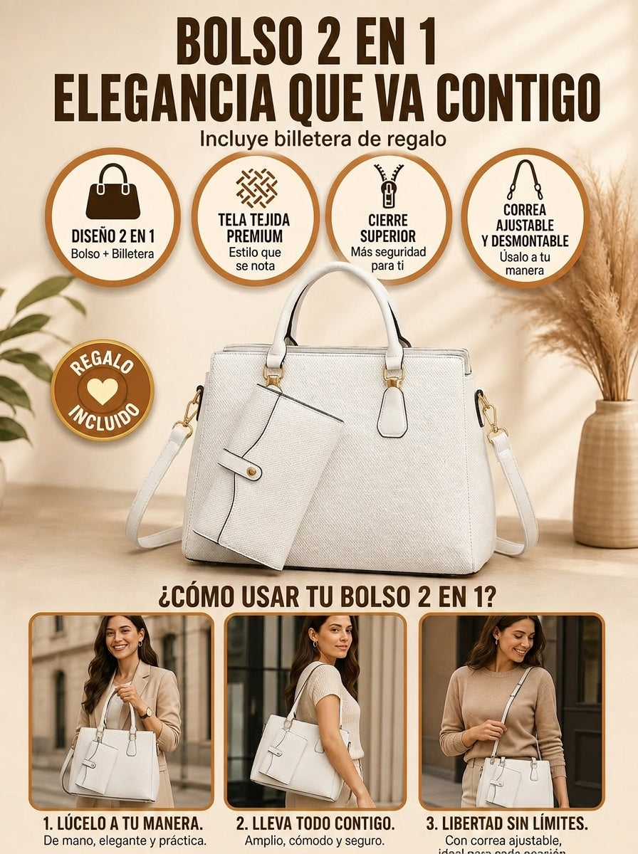BOLSO DE MANO 2 EN 1 CON BILLETERA GRATIS
