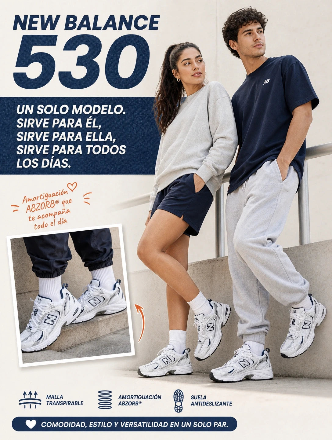 NEW BALANCE 530 - BLANCO CON AZUL