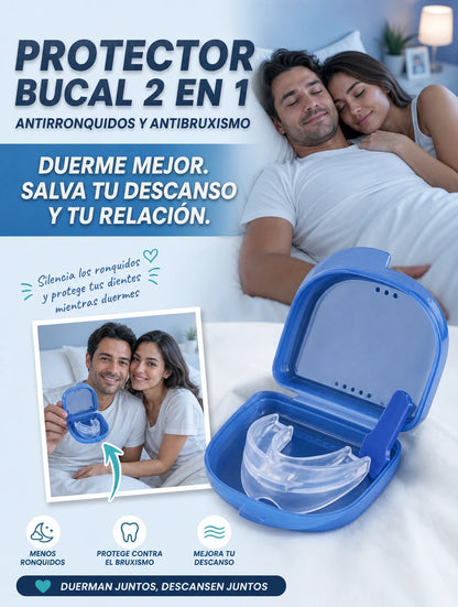 PROTECTOR BUCAL 2 EN 1 — ANTIRRONQUIDOS Y ANTIBRUXISMO